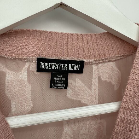 Rosewater Remi Pink Floral Sheer Top Blouse Size Small - Picture 4 of 7